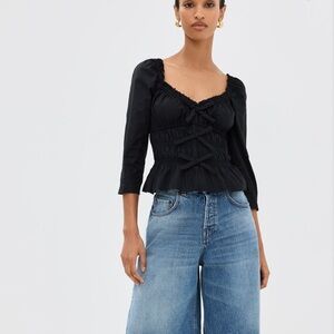 NEW Reformation Lauryn top Cotton Bows